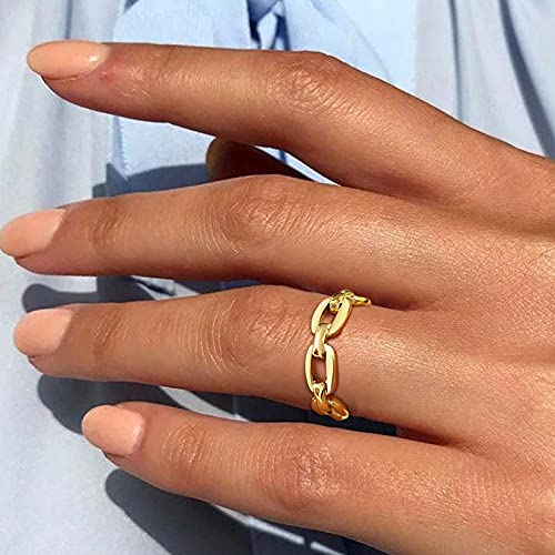 VNOX 18K Gold Plated Stainless Steel Cuff Link Ring for Women,Size 8 - Image 3