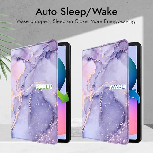 Robustrion Cover for Samsung Galaxy S6 Lite Tab Cover 10.4 inch Flip Stand Case Cover for Samsung S6 Lite Tablet Cover with S Pen Holder - Marble Lilac - Image 3