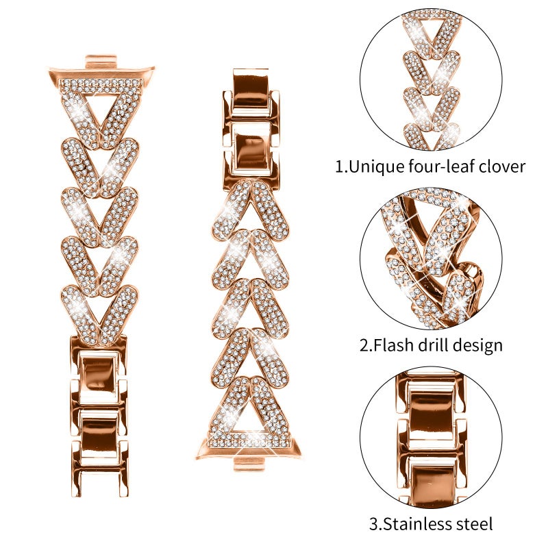 erorex For Xiaomi Mi Band 9 Pro/8 Pro / Redmi Watch 5/4 20Mm Small Twist Diamond Metal Watch Band(Rose Gold) - Image 3