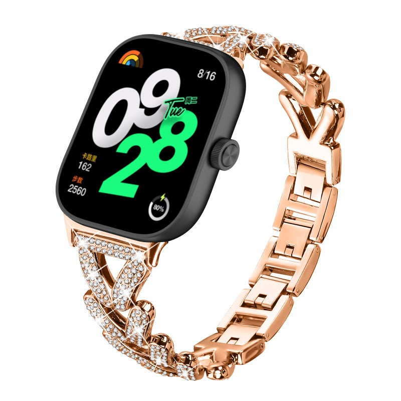 erorex For Xiaomi Mi Band 9 Pro/8 Pro / Redmi Watch 5/4 20Mm Small Twist Diamond Metal Watch Band(Rose Gold) - Image 1