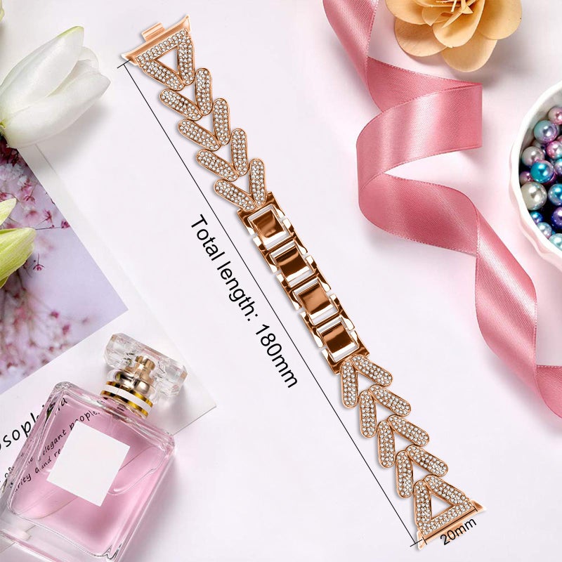 erorex For Xiaomi Mi Band 9 Pro/8 Pro / Redmi Watch 5/4 20Mm Small Twist Diamond Metal Watch Band(Rose Gold) - Image 4