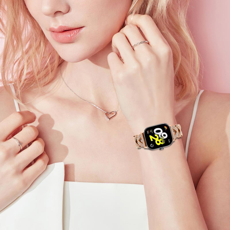 erorex For Xiaomi Mi Band 9 Pro/8 Pro / Redmi Watch 5/4 20Mm Small Twist Diamond Metal Watch Band(Rose Gold) - Image 5