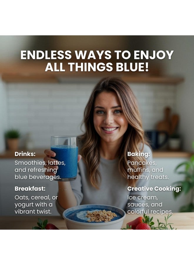 Mavella Blue Spirulina Powder with Butterfly Pea Flower & Blueberry, 100% Vegan Antioxidant Superfood for Immunity, Gut Health & Energy Support, Natural Food Coloring, 100g - Image 5