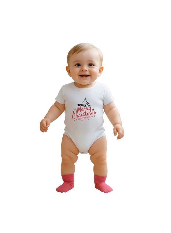 PRINTSHOP4ME Merry Christmas Baby Onesie Romper Baby Bodysuit,Unisex Soft Cotton Fabric 100% Cotton - Image 1