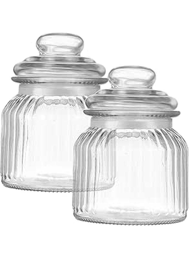 2pcs Glass Storage Jars With Airtight Lids For Cookies Snacks Dry Food - Image 1