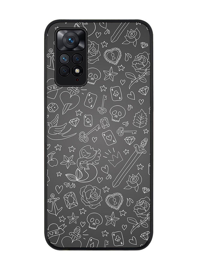 Stylizedd Rugged Black edge case for Redmi Note 11 4G/Redmi Note 11S Slim fit Soft Case Flexible Rubber Edges Anti Drop TPU Gel Thin Cover - Doodles - Image 1