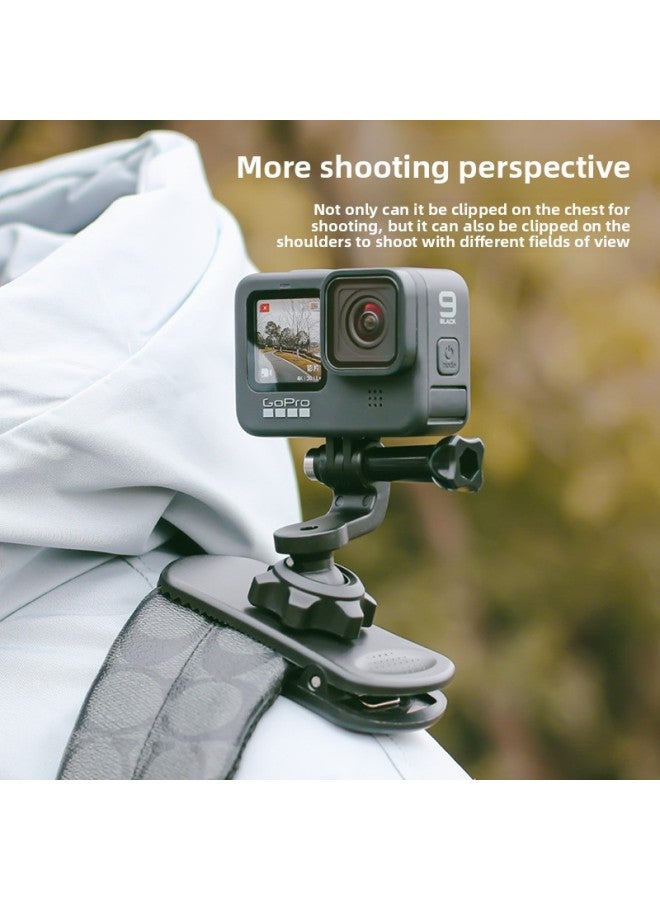 Generic SUREWO Universal GOPRO Sports Camera Schoolbag Clip Backpack Clip Rotating Horizontal And Vertical Racket Strap Fixed Bracket-Color:Schoolbag Clip  - Image 3