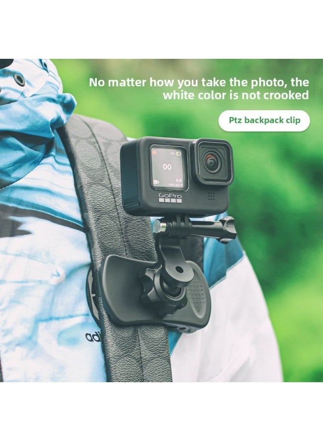 Generic SUREWO Universal GOPRO Sports Camera Schoolbag Clip Backpack Clip Rotating Horizontal And Vertical Racket Strap Fixed Bracket-Color:Schoolbag Clip  - Image 4