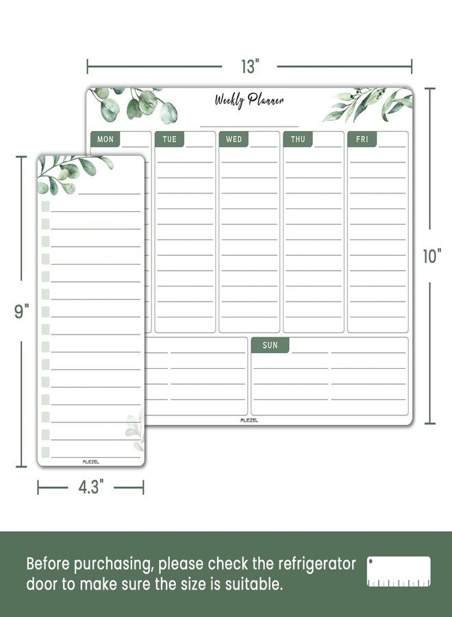 ALEZEL Magnetic Weekly Dry Erase Board for Fridge, Greenery Weekly Calendar Whiteboard Set for Refrigerator - Magnetic Weekly Calendar Planner with 2 List Boards, 4 Markers + Eraser - Image 3