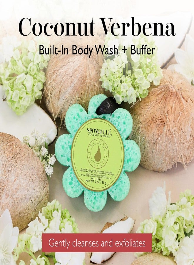 SPONGELLÉ Spongelle Coconut Verbena Wild Flower Buffer Body Scrubber | Bath & Shower Loofah for Women | Exfoliator with Body Wash Infused Sponge | 14+ uses - Image 2
