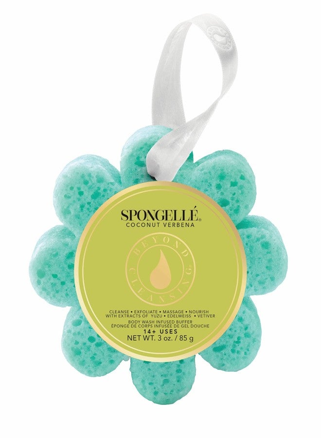 SPONGELLÉ Spongelle Coconut Verbena Wild Flower Buffer Body Scrubber | Bath & Shower Loofah for Women | Exfoliator with Body Wash Infused Sponge | 14+ uses - Image 1