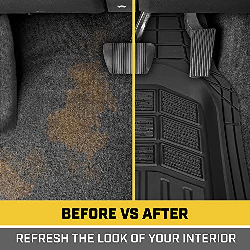 Cat® CAMT-9013 (3-Piece) Heavy Duty Deep Dish Rubber Floor Mats, Trim to Fit for Car Truck SUV & Van, All Weather Total Protection Durable Liners Black, 29.5" L x 21" W x 1" Th - Image 4