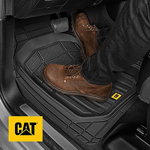 Cat® CAMT-9013 (3-Piece) Heavy Duty Deep Dish Rubber Floor Mats, Trim to Fit for Car Truck SUV & Van, All Weather Total Protection Durable Liners Black, 29.5" L x 21" W x 1" Th - Image 3