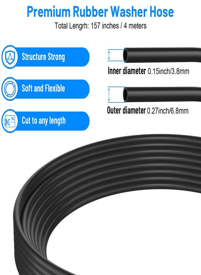 Comkrivy 52 in 1 Windshield Washer Nozzles Kit, Replacement for Chrysler, Dodge, Jeep, Ram - 4 Sprayer Nozzles, 157 Inch Fluid Hose, 12 Hose Connectors, 30 Hood Retainers - Image 5