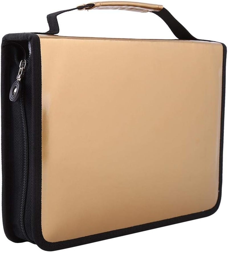klarako 150 Holes Large Capacity PU Leather Pencil Case Zipper Pen Bag with Elasticity Strap (6 Colors)(Gold) - Image 1