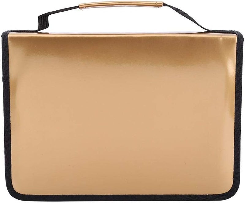 klarako 150 Holes Large Capacity PU Leather Pencil Case Zipper Pen Bag with Elasticity Strap (6 Colors)(Gold) - Image 2