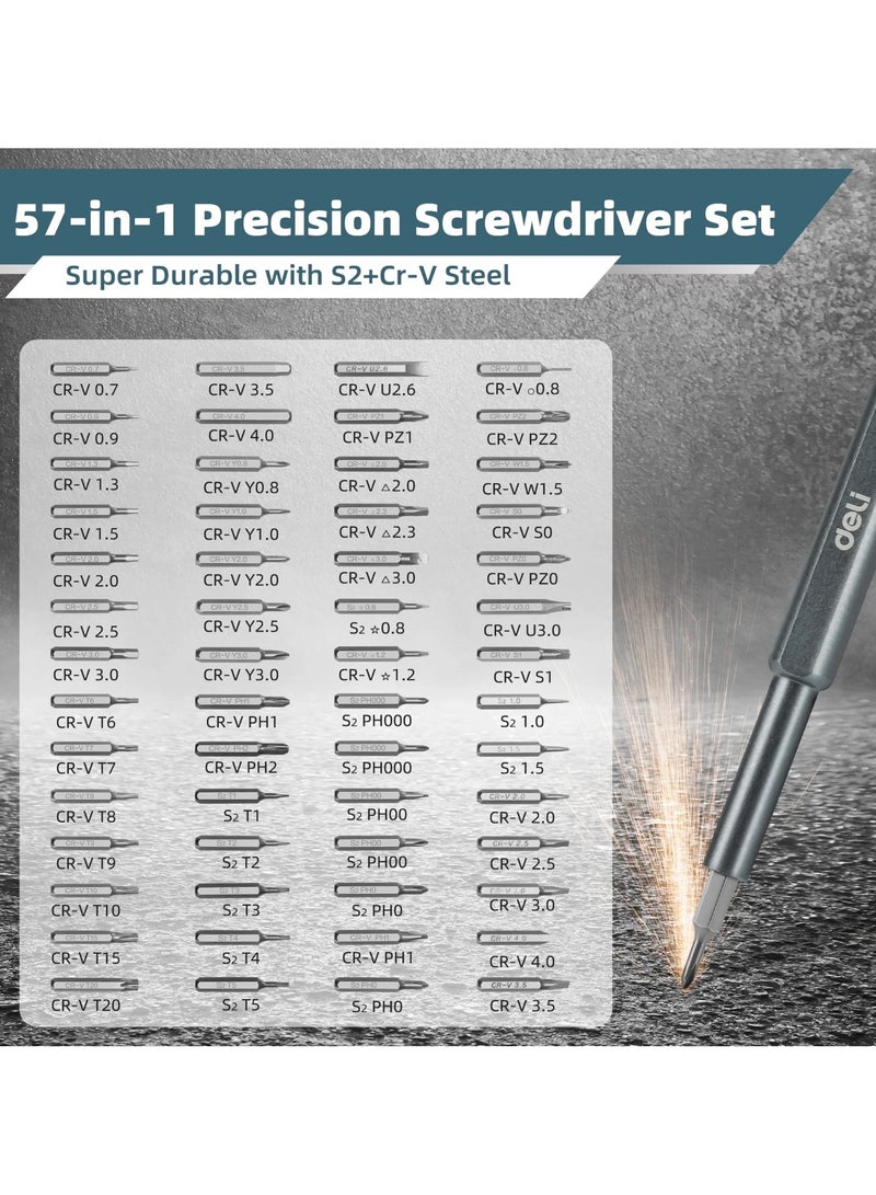 Deli 57-in-1 Small Precision Screwdriver Set, Professional Magnetic Mini Household Repair Tool Kit for Phone, Computer, Watch, Laptop, Macbook, Game Console, Eyeglass - Image 3