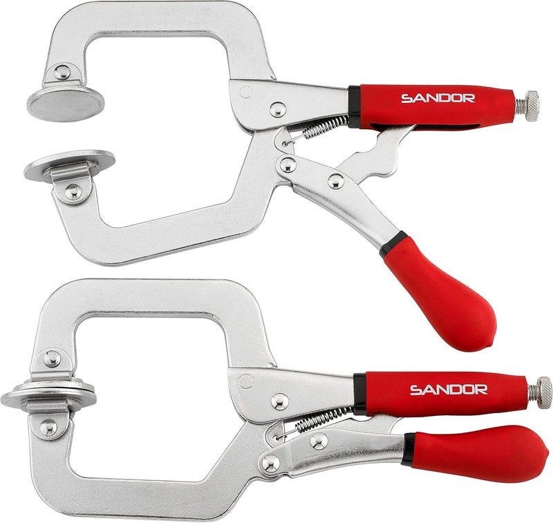 SANDOR 3" Metal Face Clamps for Woodworking - (Pack of 2) Heavy Duty C-Type Wood Clamp Tools with Ergonomic Grip for DIY, Pocket Hole Joinery, Cabinetry, Welding, Carpentry - Image 1