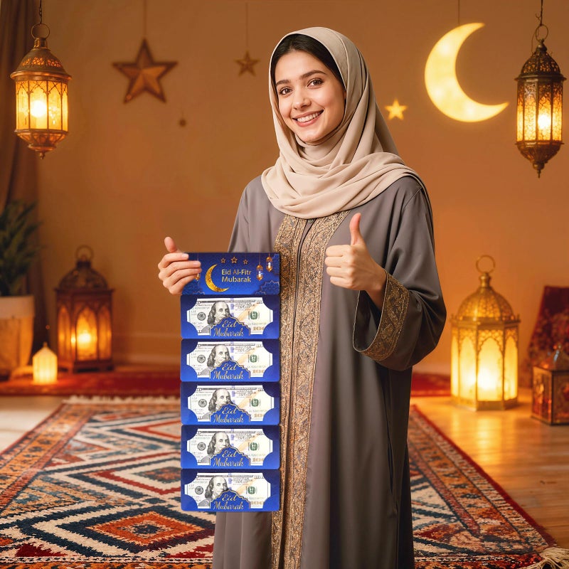 YLQQYL 12 Pack/60 Slots Eid Envelopes for Cash, Eid Mubarak Envelopes Money Holders Bulk with Ramadan Stickers, Ramadan Mubarak Gifts for Kids (6) - Image 5