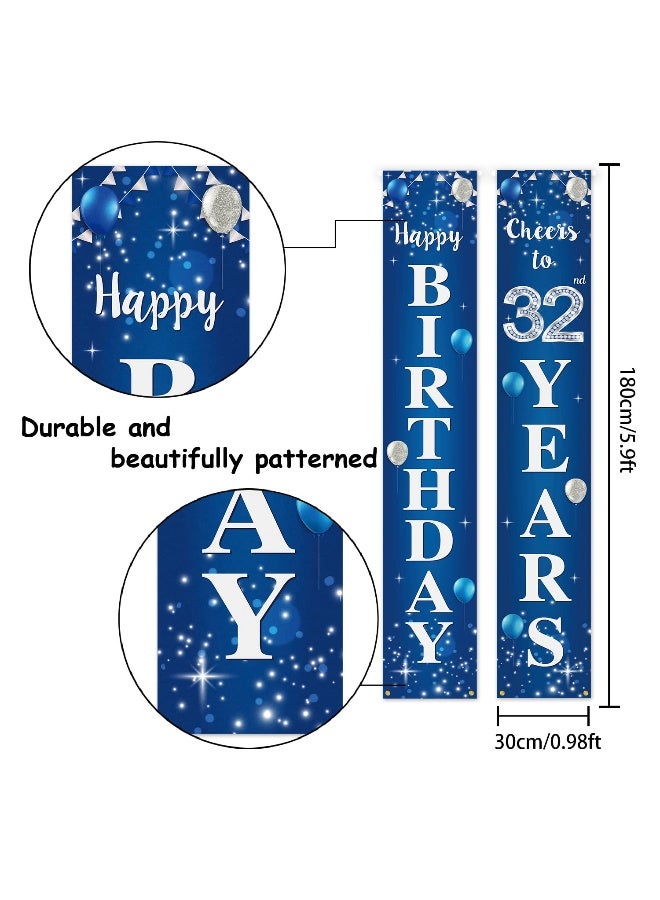 PAKBOOM Happy 32nd Birthday Yard Sign Door Banner - Cheers to 32 Years Birthday Party Decorations Supplies for Men Women - Blue - Image 2