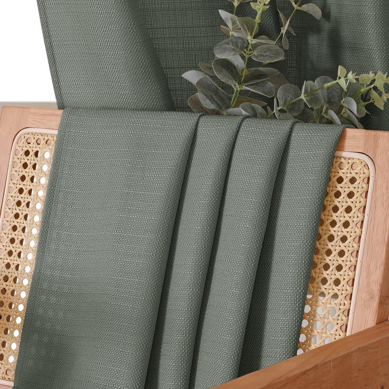Chyhomenyc Bennet 2 Panels Olive Green Kitchen Curtains 24 Inch Length Tier Curtains, Faux Linen Textured Small Cafe Curtains, Light Filtering Short Window Curtains for Bathroom Basement, 30x24 Inch - Image 5