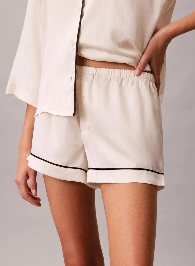Calvin Klein DOTTED LOGO PINSTRIPE IVORY Pyjama Shorts - Saten Sheen for Women | Best Price UAE