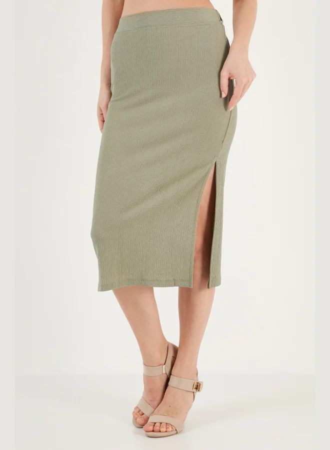 ليلا تنورة ليلا نسائية بخصر عالٍ وفتحة وجزء ضيق بطول ميدي