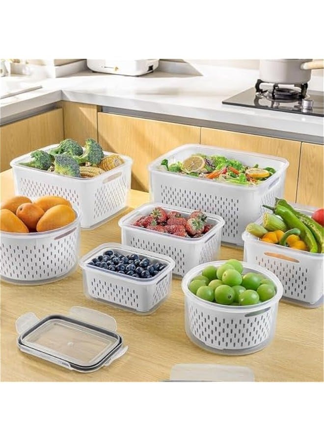 TRASSLE 4 PCS Large Fruit Containers for Fridge - Leakproof Food Storage Containers with Removable Colander - Dishwasher & Microwave Safe Produce Containers Keep Fruits, Vegetables, Berry, Meat Fresh longer - Image 5