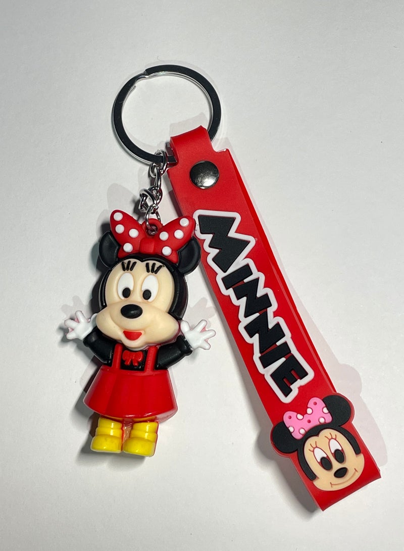 Generic Distinguished cartoon keychain cute accessory Mickey Mouse and Minnie Mouse keychain with ribbon that fits in the car purse and bag cute creative gift  - Image 1
