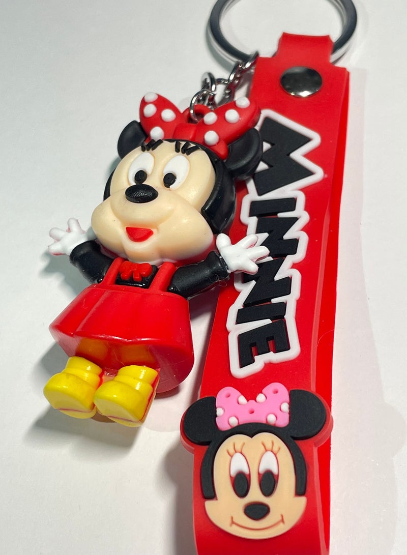 Generic Distinguished cartoon keychain cute accessory Mickey Mouse and Minnie Mouse keychain with ribbon that fits in the car purse and bag cute creative gift  - Image 2