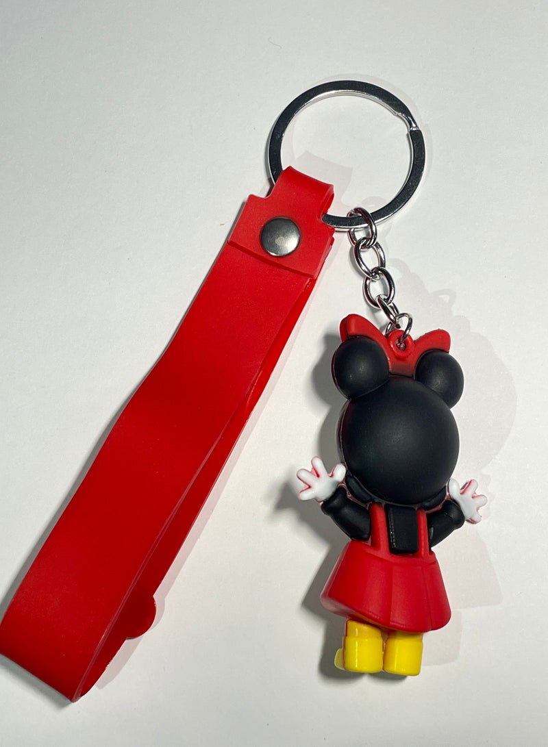 Generic Distinguished cartoon keychain cute accessory Mickey Mouse and Minnie Mouse keychain with ribbon that fits in the car purse and bag cute creative gift  - Image 3