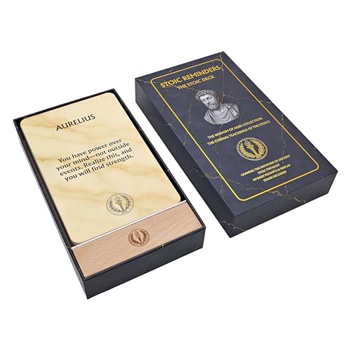 ASVP Shop 60 Stoic Quote, Reminder & Story Cards with Display Stand – Daily Inspiration for Personal Growth, Unique Gift for Men & Women, Elegant Home or Office Décor - Image 2