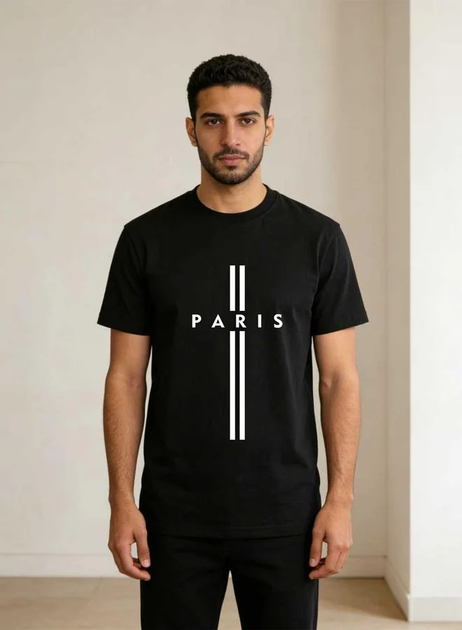 تايك تو Men Paris Graphic Print Crew Neck T-Shirt
