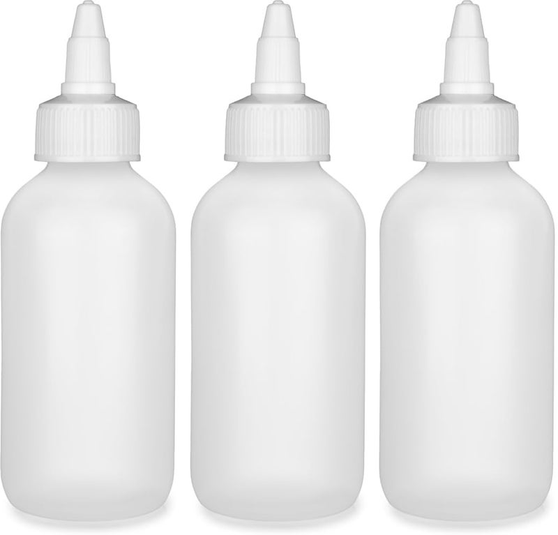 BRIGHTFROM Twist Top Applicator Bottles, Squeeze 4 OZ Empty Plastic Bottles, Refillable, Open/Close Nozzle - Leak Proof, Multi Purpose - 3 PACK - Image 1