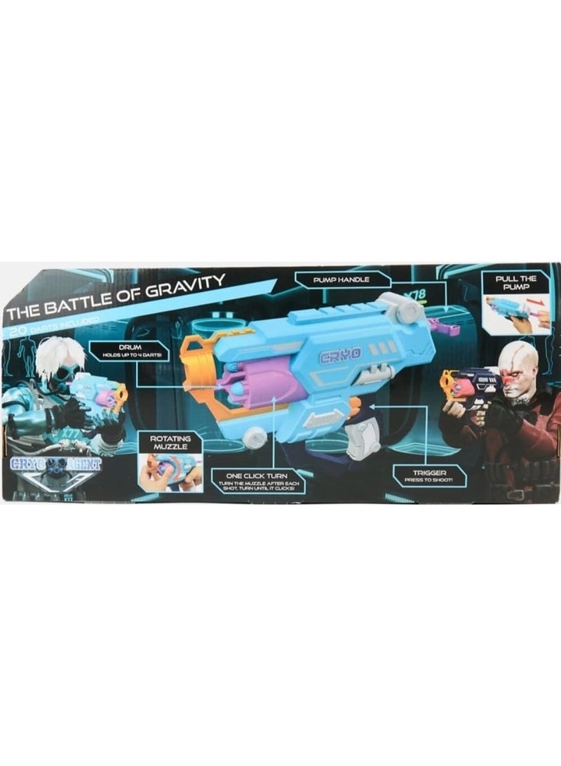 CRYO AGENT Battle Of Gravity Bullet Gun – Toy Dart Gun with 20 Darts (Blue) - Image 2