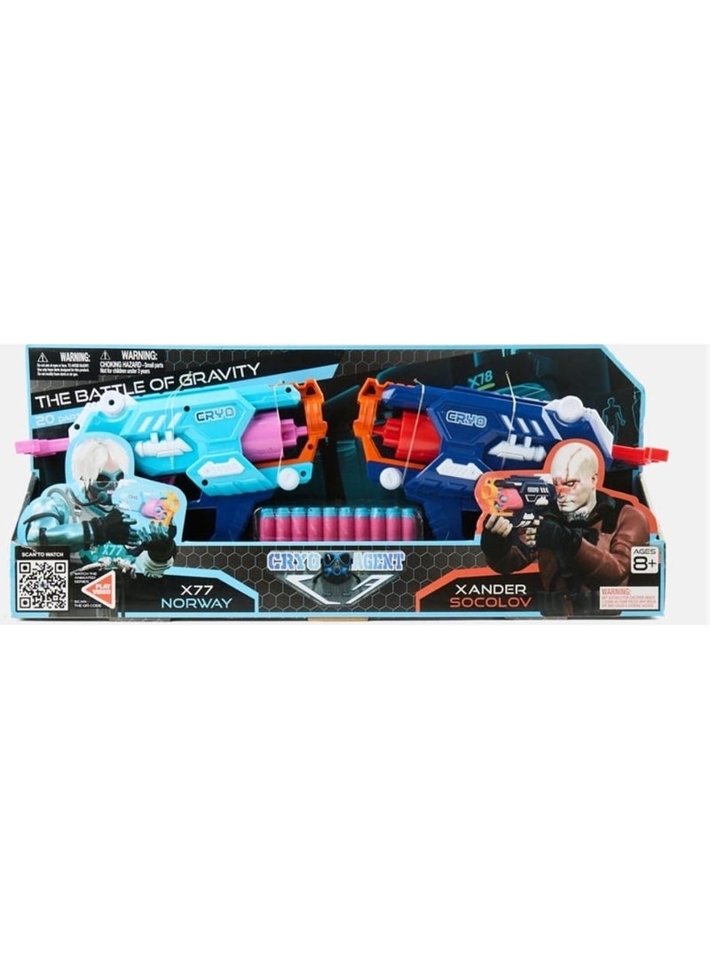 CRYO AGENT Battle Of Gravity Bullet Gun – Toy Dart Gun with 20 Darts (Blue) - Image 1