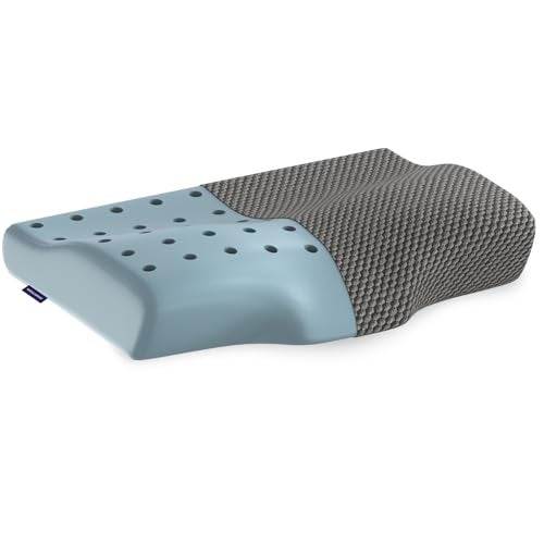 WELLGIVER Cooling Gel Memory Foam Cervical Neck Pillow | 2 Years Warranty | Pain Relief Sleep, Improves Posture Spinal Alignment, Neck Pain Relief |19 x 12 x 4 Inch| Black Jacquard Cover | Pack of 1 - Image 1
