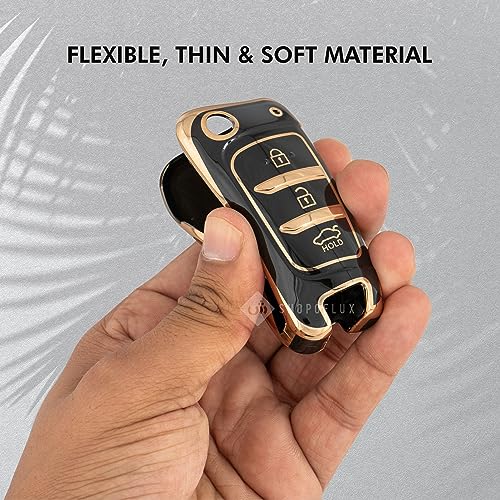 SHOPOFLUX TPU Key Cover Compatible with Hyundai Verna 2024 2023 | i20 N line N6 Car 3 Button Flip Key (Black) - Image 4