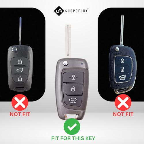 SHOPOFLUX TPU Key Cover Compatible with Hyundai Verna 2024 2023 | i20 N line N6 Car 3 Button Flip Key (Black) - Image 2