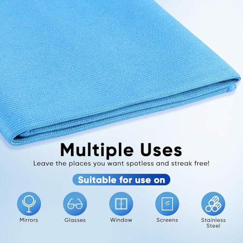 MAXOSHINE Glass Cleaning Cloth for Car Windows Windshield Mirrors- Microfiber Glass Towel for Glassware Ceramic Tiles Cleaning-16 x 16 inch-Mirror Cleaning Cloth (Set of 5-Blue) - Image 3