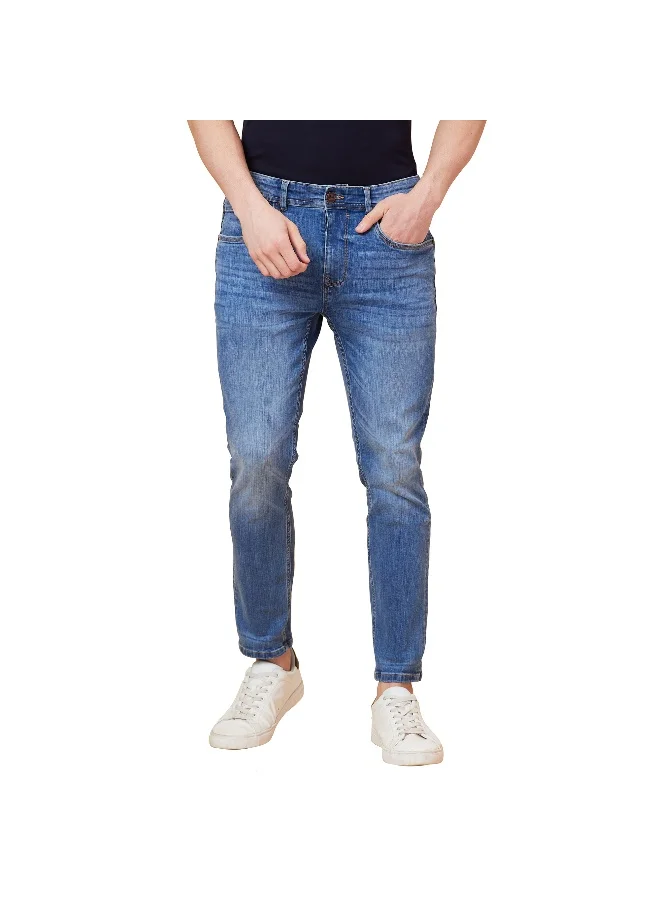 Being Human Mens Mid Tone Cropped Fit Denims