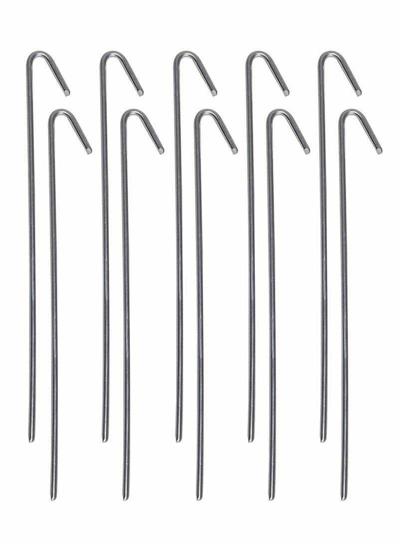 SYOSI Stakes, Gound Pegs, Garden Stakes, Tent Stakes, Metal Garden Edging Fence Hooks Pegs, Decoration Stakes, 9 inches Long, 10 Pack - Image 1