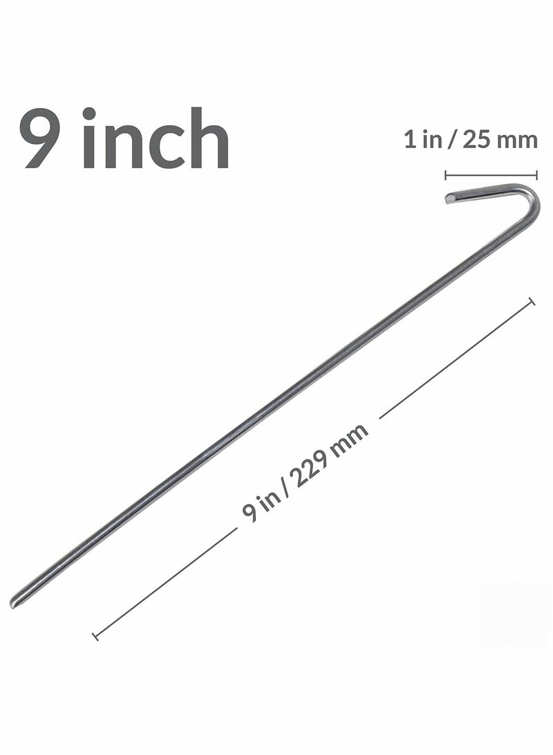 SYOSI Stakes, Gound Pegs, Garden Stakes, Tent Stakes, Metal Garden Edging Fence Hooks Pegs, Decoration Stakes, 9 inches Long, 10 Pack - Image 2