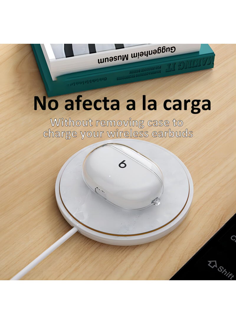 USTIYA USTIYA Case for Beats Studio Buds+ 2023/Beats Studio Buds 2021 Protective Cover Transparent Key Chain Strap Protection Wireless Charging (Clear)  - Image 3