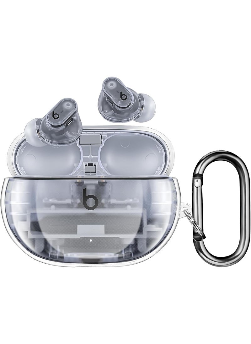 USTIYA USTIYA Case for Beats Studio Buds+ 2023/Beats Studio Buds 2021 Protective Cover Transparent Key Chain Strap Protection Wireless Charging (Clear)  - Image 1