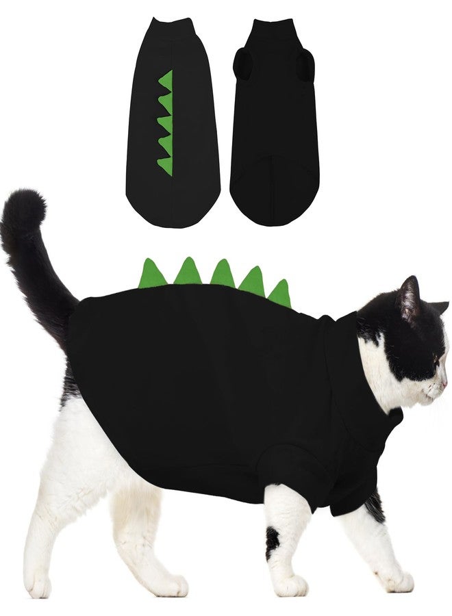 DENTRUN Sphynx Cat Clothes, Cute Dinosaur Design Hairless Cat Costume, Breathable Cotton Shirts Cat Clothes for Cats Only, Round Collar Kitten Daily T-Shirts with Sleeves, Cats Funny Cosplay Apparel - Image 1