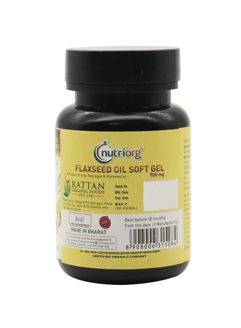 nutriorg Nutriorg Flaxseed Oil Soft Gel 60 Capsule 500mg - Image 3