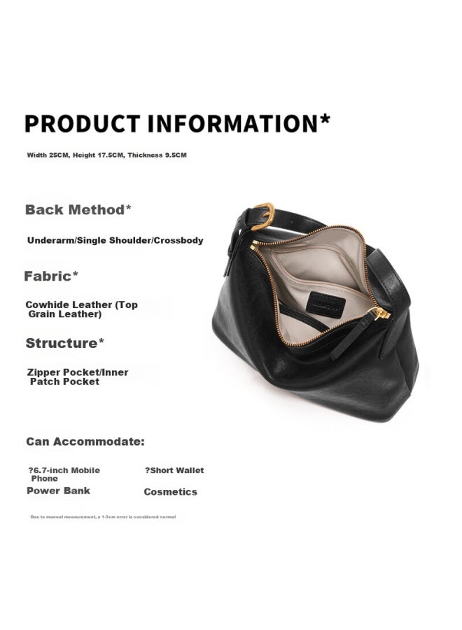 Mood Women's Handbag, New Style, High-end Vegetable Tanned Leather Underarm Bag, Commuter Large Capacity Crossbody Bag, Birthday Gift - Image 4