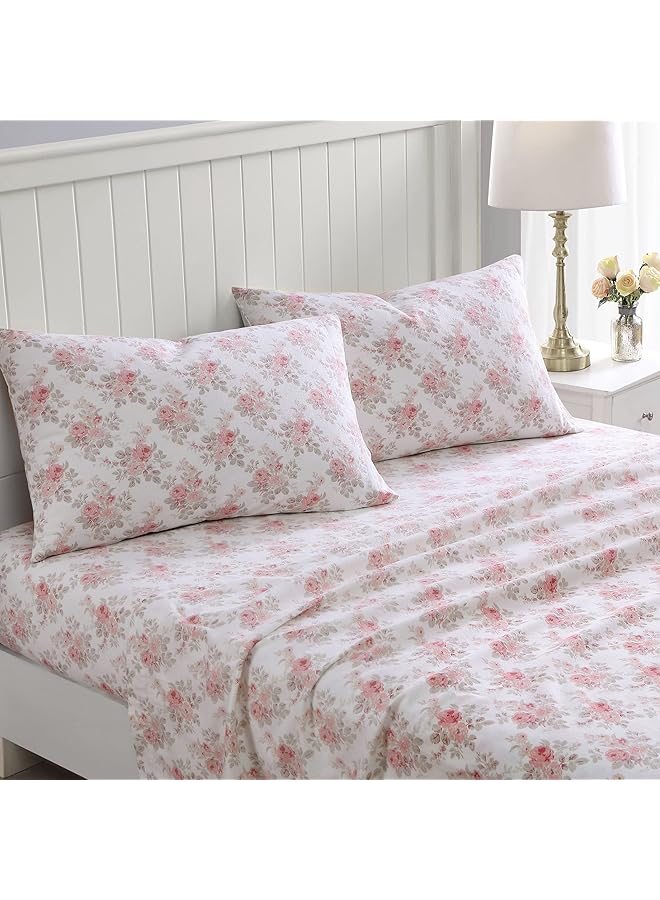 LAURA ASHLEY Home Twin Sheets Cotton Flannel Bedding Set Brushed For Extra Softness And Comfort Lisalee Twin - Image 1