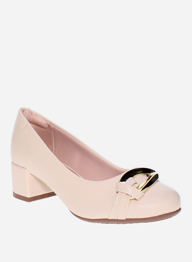Beira Rio Solid Block Heel Shoes with Buckle Detail - Image 1